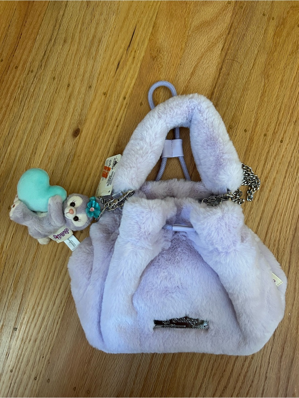 Disney Lavender Plush Handbag with Teal Heart Charm